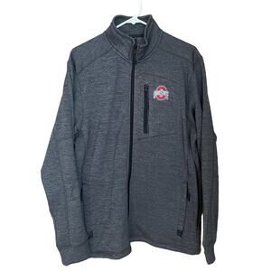 Ohio State Buckeyes Mens Full Zip Jacket Size Large Gray Black Textured